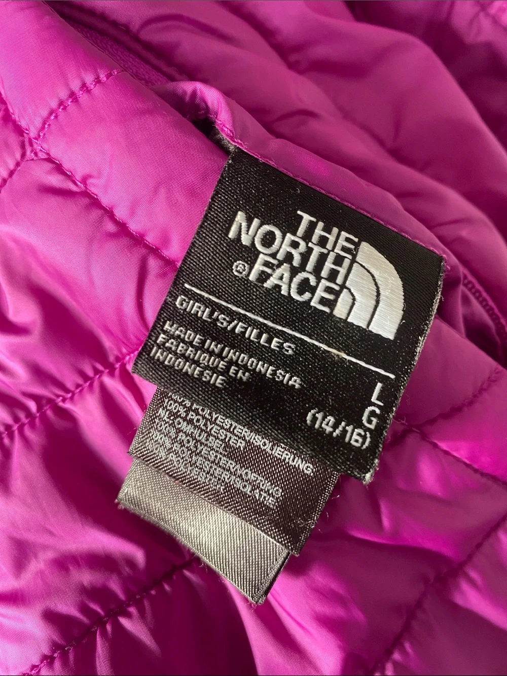 The North Face Girls' Reversible Mossbud Swirl Jacket Puffer Magenta L (14/16)